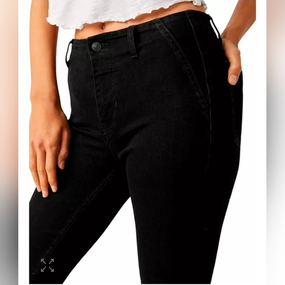 Free People Black Level Up Slit Bootcut  Raw Hem Jeans Size 28 - Picture 3 of 16